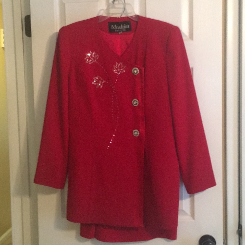 Moshita Rhinestone Embellished Two Piece Suit
